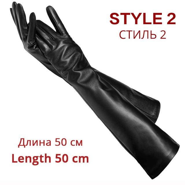 2020 winter 50cm long leather gloves,100% sheepskin women's leather gloves - FIVE TIGERS 