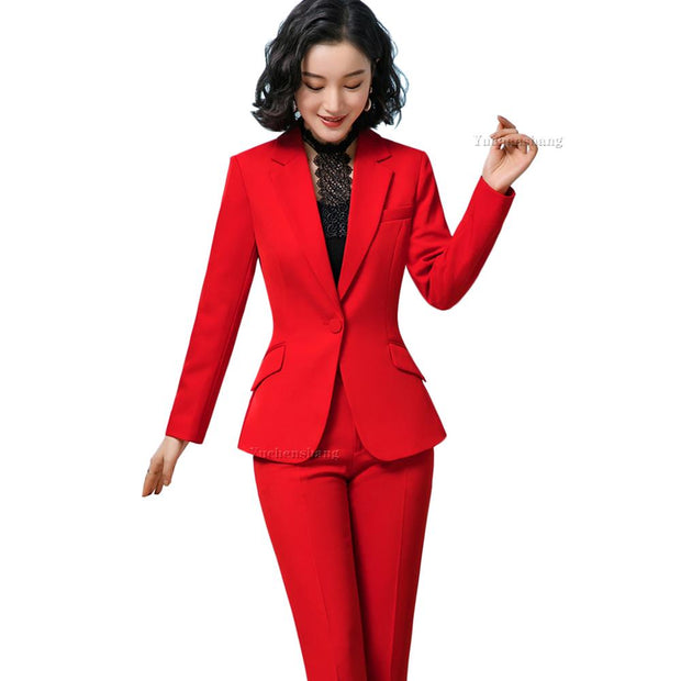 Women Pant Suit for Office Lady Two Pieces Set