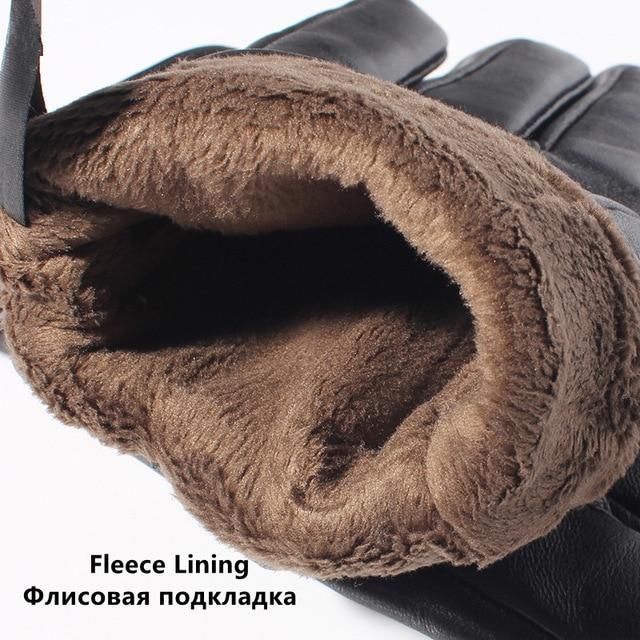 New Black Real Sheepskin Gloves Wool Lining Warm Driving Gloves - FIVE TIGERS 
