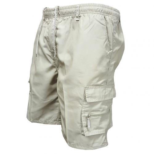 Men Solid Color Multi-pockets Drawstring Baggy Cargo Shorts