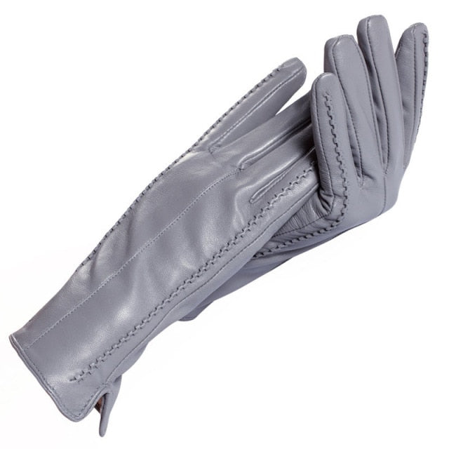 Women Winter White leather gloves