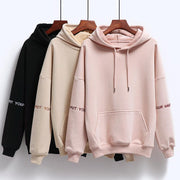 Women Fashion Hoodies  Solid Color Embroidery  Long Sleeve Casual