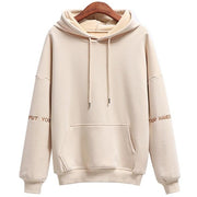 Women Fashion Hoodies  Solid Color Embroidery  Long Sleeve Casual