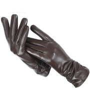 Classic pleated leather gloves women color real leather - FIVE TIGERS 