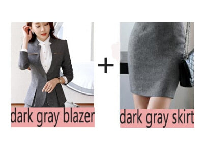 Women Uniform Elegant Business Pants Skirt Suits