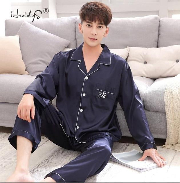 Luxury Pajama suit Satin Silk Pajamas Sets Couple Sleepwear - FIVE TIGERS 