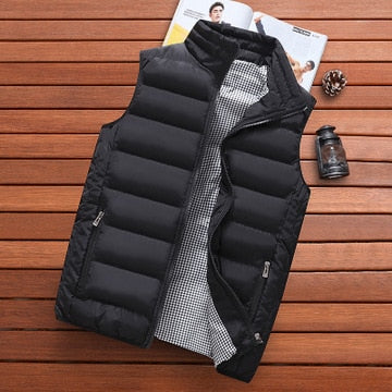 Brand Clothing Vest Jacket Men arm Cotton Vest Sleeveless Zipper Solid Color Casual Men's Jacket- FIVE TIGERS 