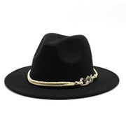 Black/white Simple Top Hat Panama Solid artifical wool - FIVE TIGERS 
