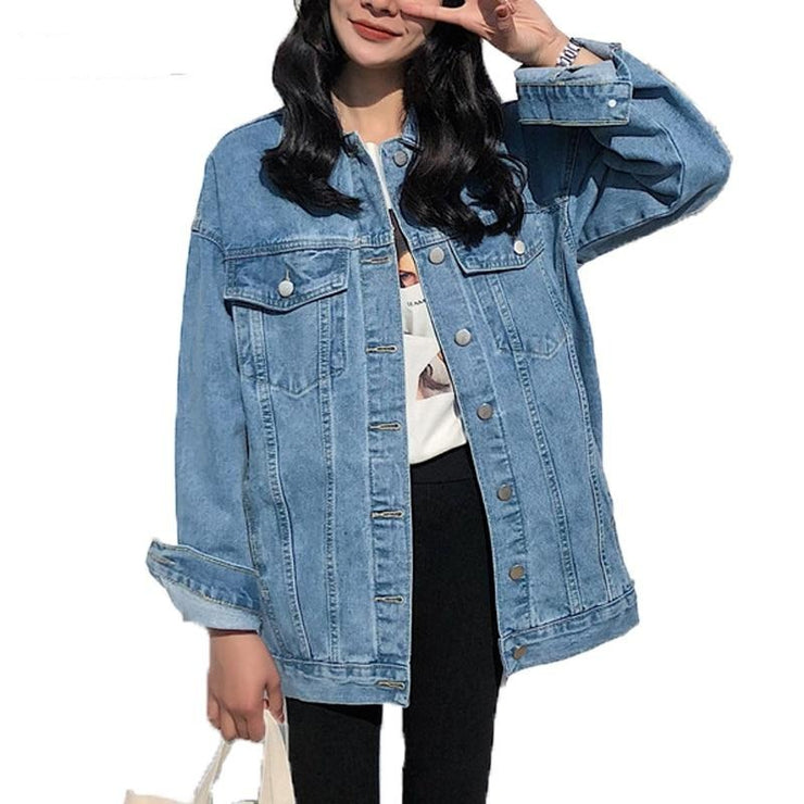 women's denim jacket 2021 korean style solid casual  blue  jackets