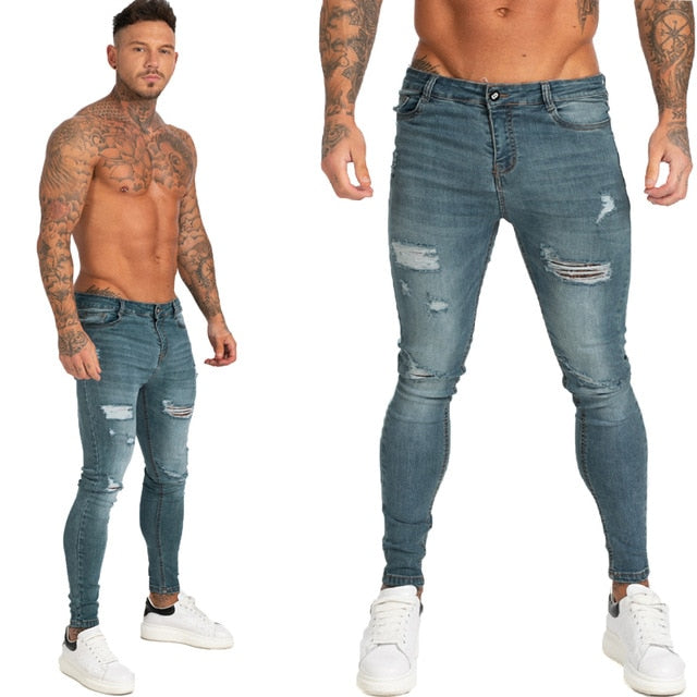 Jeans Men Stretch Ripped Pants  Skinny - FIVE TIGERS 