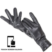 three button design women's leather gloves