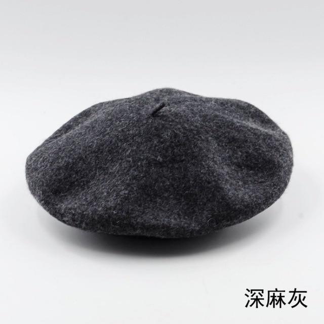 Autumn Winter 100% Wool Berets French Classic cap black - FIVE TIGERS 