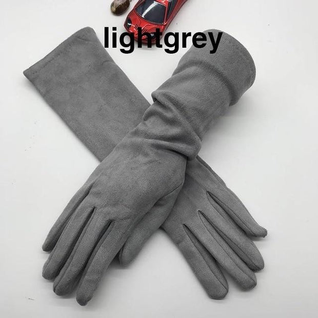 Winter 2020 new long style touch screen gloves black light gray fashion - FIVE TIGERS 