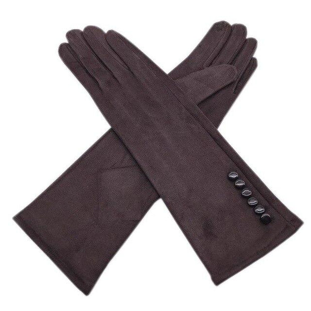 Winter ladies long gloves fashion new 35cm suede super soft touch screen - FIVE TIGERS 