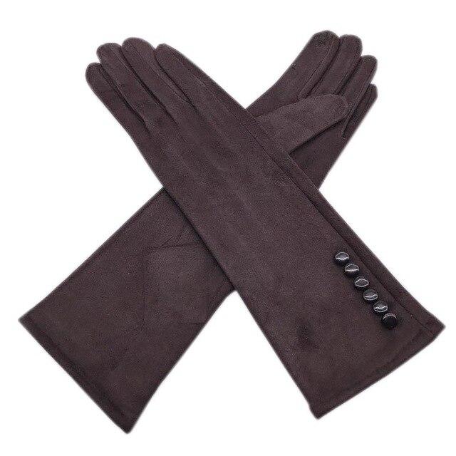 Winter ladies long gloves fashion new 35cm suede super soft touch screen - FIVE TIGERS 