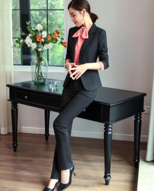 Women Business Interview Long Sleeve Blazer and Trousers