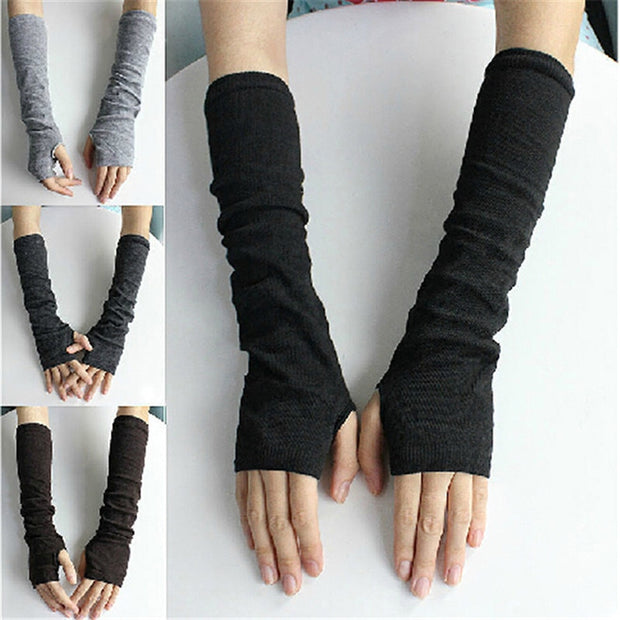 Women Winter Long Section Of Wool Fingerless Gloves