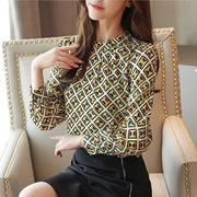 Korean Fashion Clothing Casual Long Sleeve Chiffon Blouse