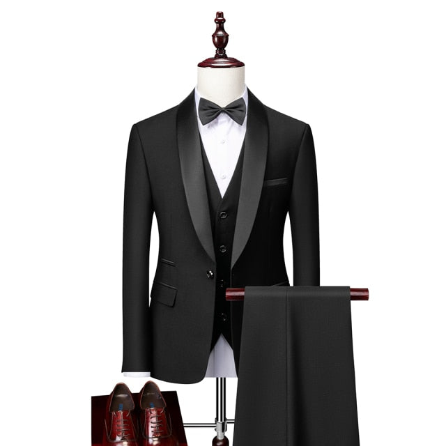 Male Groom Wedding Blazers High Quality Dress Jacket Coat Pants Vest