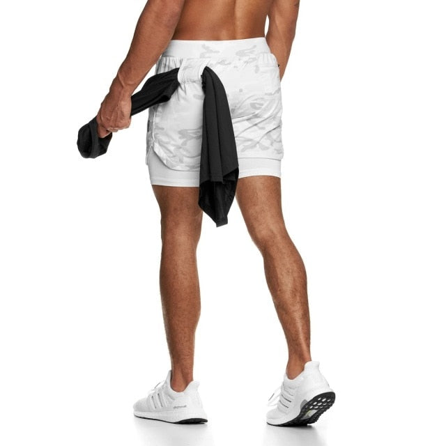 2021 NEW gyms Shorts Men 2 in 1 Sport Shorts