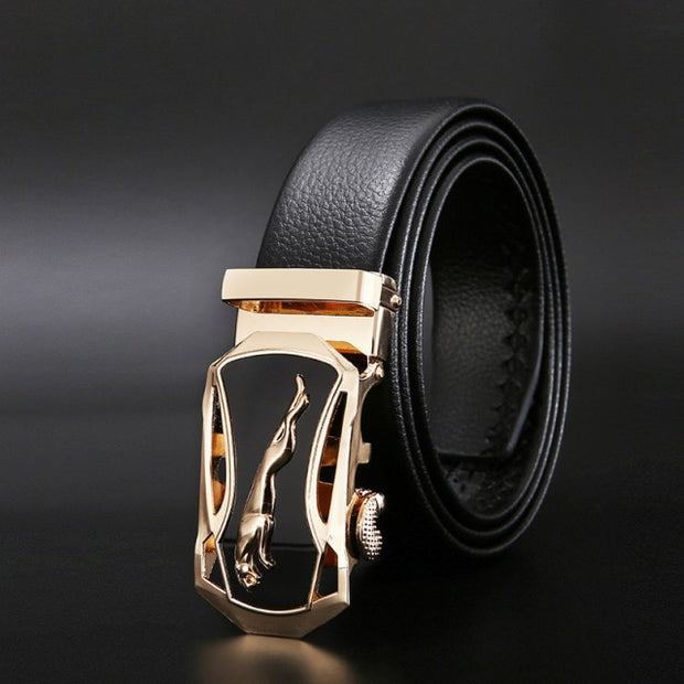 Men Belt Metal Luxury Brand Automatic Buckle Leather Belts