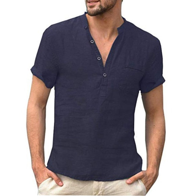 Men's Short-Sleeved T-shirt Cotton and Linen Led Casual Men's T-shirt