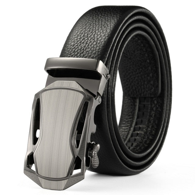 Mens Metal Automatic Buckle Leather Belts