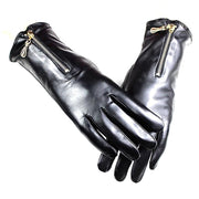 Women's Sheepskin Zipper Leather Gloves