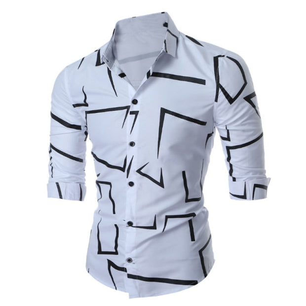 Mens New Geometric Print Casual Shirts