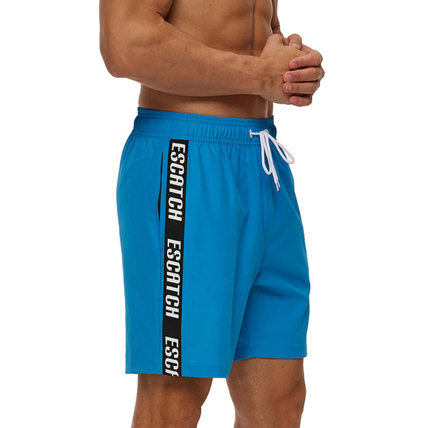 Mens Swim Trunks Quick Dry Beach Shorts with Zipper Pockets